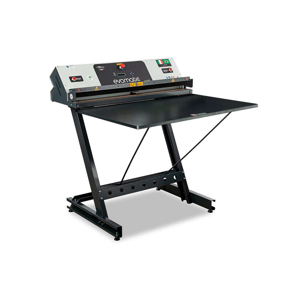Embaladora a vacuo automatico Evomatic mesa aberta alongada imagem lateral